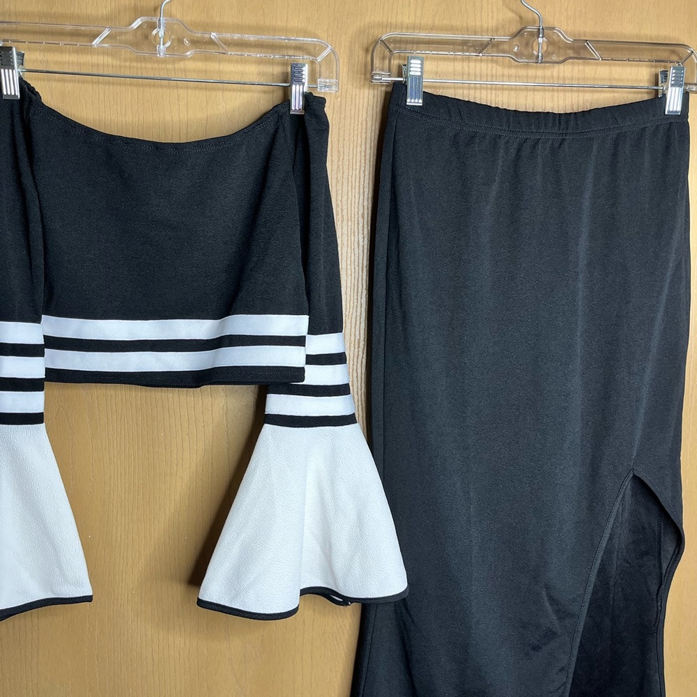 Black and White Women's Skirt Set